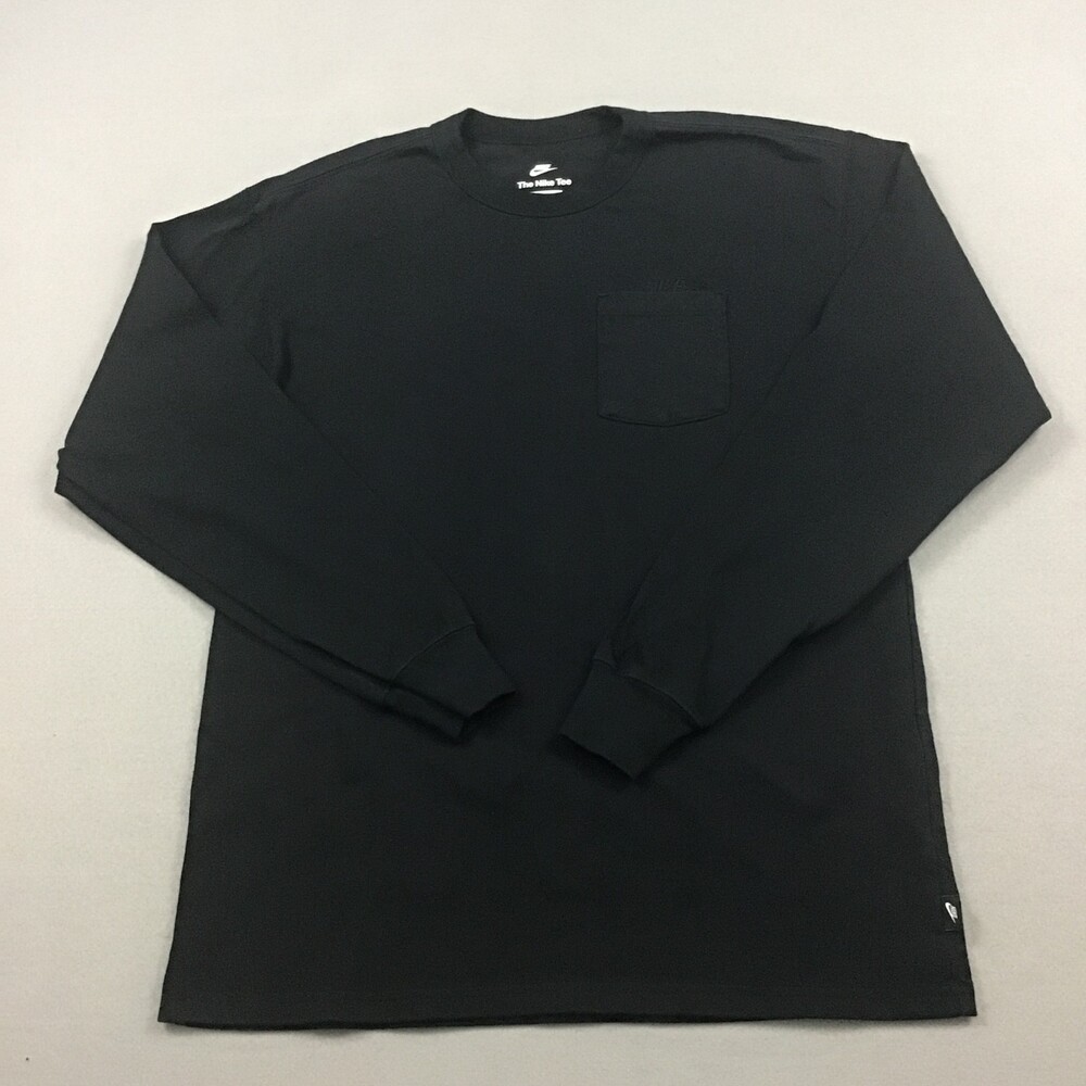 Nike Shirt Men Small Black Loose Fit Pullover Long Sleeve Pocket Tee Crewneck S